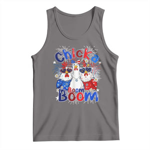 Funny Patriotic Chickens 4th of July Fireworks Tank Top Retro Chicka Boom Boom Hen Rooster Chick Graphic