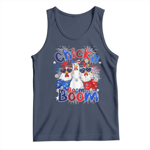 Funny Patriotic Chickens 4th of July Fireworks Tank Top Retro Chicka Boom Boom Hen Rooster Chick Graphic