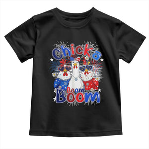 Funny Patriotic Chickens 4th of July Fireworks Toddler T Shirt Retro Chicka Boom Boom Hen Rooster Chick Graphic