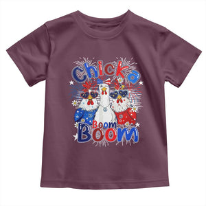 Funny Patriotic Chickens 4th of July Fireworks Toddler T Shirt Retro Chicka Boom Boom Hen Rooster Chick Graphic