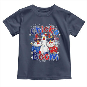Funny Patriotic Chickens 4th of July Fireworks Toddler T Shirt Retro Chicka Boom Boom Hen Rooster Chick Graphic