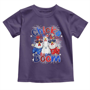 Funny Patriotic Chickens 4th of July Fireworks Toddler T Shirt Retro Chicka Boom Boom Hen Rooster Chick Graphic