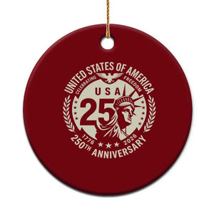 USA 250th Anniversary Statue of Liberty Vintage Crest Ceramic Ornament Celebrating Freedom 1776 to 2026 Semiquincentennial