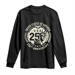 USA 250th Anniversary Statue of Liberty Vintage Crest Long Sleeve Shirt Celebrating Freedom 1776 to 2026 Semiquincentennial