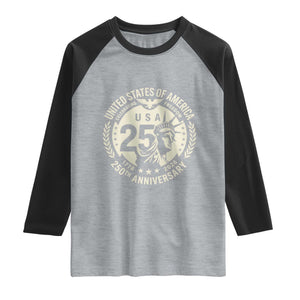 USA 250th Anniversary Statue of Liberty Vintage Crest Raglan Shirt Celebrating Freedom 1776 to 2026 Semiquincentennial