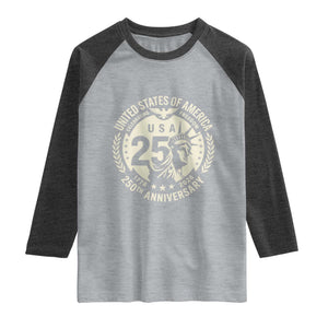 USA 250th Anniversary Statue of Liberty Vintage Crest Raglan Shirt Celebrating Freedom 1776 to 2026 Semiquincentennial