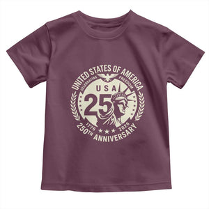 USA 250th Anniversary Statue of Liberty Vintage Crest Toddler T Shirt Celebrating Freedom 1776 to 2026 Semiquincentennial