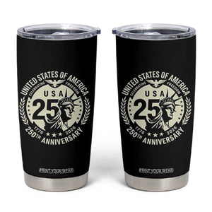 USA 250th Anniversary Statue of Liberty Vintage Crest Tumbler Cup Celebrating Freedom 1776 to 2026 Semiquincentennial