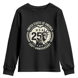 USA 250th Anniversary Statue of Liberty Vintage Crest Youth Sweatshirt Celebrating Freedom 1776 to 2026 Semiquincentennial