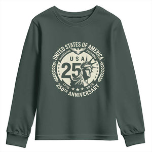 USA 250th Anniversary Statue of Liberty Vintage Crest Youth Sweatshirt Celebrating Freedom 1776 to 2026 Semiquincentennial