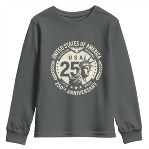 USA 250th Anniversary Statue of Liberty Vintage Crest Youth Sweatshirt Celebrating Freedom 1776 to 2026 Semiquincentennial