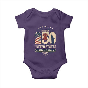 250 Years of Freedom Liberty Bell and Statue of Liberty Graphic Baby Onesie 1776 2026 US Pride American Flag Graphic Emblem