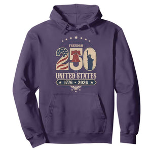 250 Years of Freedom Liberty Bell and Statue of Liberty Graphic Hoodie 1776 2026 US Pride American Flag Graphic Emblem