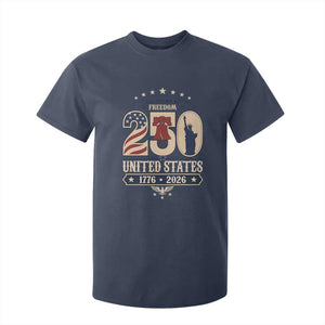 250 Years of Freedom Liberty Bell and Statue of Liberty Graphic T Shirt For Kid 1776 2026 US Pride American Flag Graphic Emblem