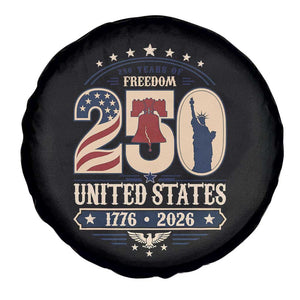 250 Years of Freedom Liberty Bell and Statue of Liberty Graphic Spare Tire Cover 1776 2026 US Pride American Flag Graphic Emblem TS02 Print Your Wear