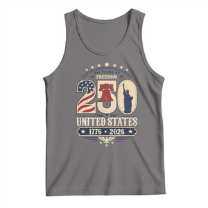 250 Years of Freedom Liberty Bell and Statue of Liberty Graphic Tank Top 1776 2026 US Pride American Flag Graphic Emblem