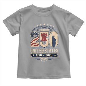 250 Years of Freedom Liberty Bell and Statue of Liberty Graphic Toddler T Shirt 1776 2026 US Pride American Flag Graphic Emblem
