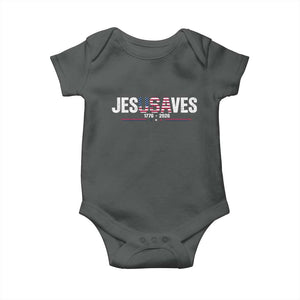 Jesus Saves USA Semiquincentennial 1776 2026 Baby Onesie Patriotic Christian Faith USA 250 Years of Freedom TS02 Dark Heather Print Your Wear