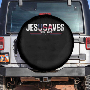 Jesus Saves USA Semiquincentennial 1776 2026 Spare Tire Cover Patriotic Christian Faith USA 250 Years of Freedom TS02 No hole Black Print Your Wear
