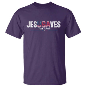 Jesus Saves USA Semiquincentennial 1776 2026 T Shirt Patriotic Christian Faith USA 250 Years of Freedom TS02 Purple Print Your Wear