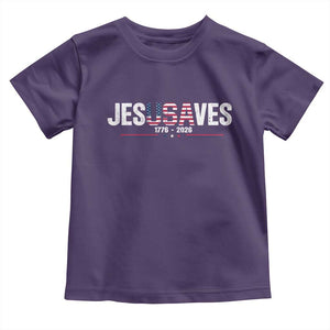 Jesus Saves USA Semiquincentennial 1776 2026 Toddler T Shirt Patriotic Christian Faith USA 250 Years of Freedom TS02 Purple Print Your Wear