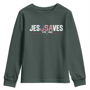 Jesus Saves USA Semiquincentennial 1776 2026 Youth Sweatshirt Patriotic Christian Faith USA 250 Years of Freedom