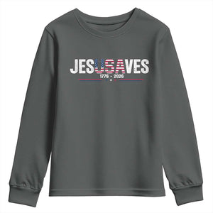 Jesus Saves USA Semiquincentennial 1776 2026 Youth Sweatshirt Patriotic Christian Faith USA 250 Years of Freedom