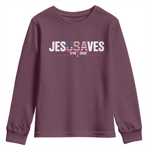 Jesus Saves USA Semiquincentennial 1776 2026 Youth Sweatshirt Patriotic Christian Faith USA 250 Years of Freedom