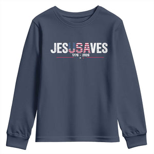 Jesus Saves USA Semiquincentennial 1776 2026 Youth Sweatshirt Patriotic Christian Faith USA 250 Years of Freedom
