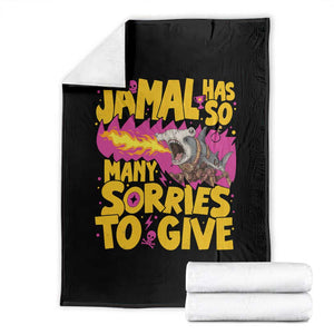 Jamal Has So Many Sorries To Give Throw Blanket Funny Fire Breathing Hammerhead Shark Gamer