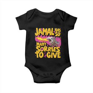 Jamal Has So Many Sorries To Give Baby Onesie Funny Fire Breathing Hammerhead Shark Gamer