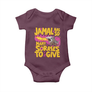 Jamal Has So Many Sorries To Give Baby Onesie Funny Fire Breathing Hammerhead Shark Gamer