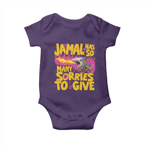 Jamal Has So Many Sorries To Give Baby Onesie Funny Fire Breathing Hammerhead Shark Gamer