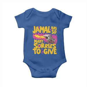 Jamal Has So Many Sorries To Give Baby Onesie Funny Fire Breathing Hammerhead Shark Gamer