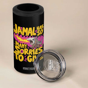 Jamal Has So Many Sorries To Give 4 in 1 Can Cooler Tumbler Funny Fire Breathing Hammerhead Shark Gamer