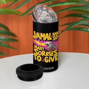 Jamal Has So Many Sorries To Give 4 in 1 Can Cooler Tumbler Funny Fire Breathing Hammerhead Shark Gamer