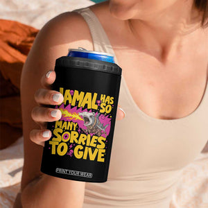 Jamal Has So Many Sorries To Give 4 in 1 Can Cooler Tumbler Funny Fire Breathing Hammerhead Shark Gamer
