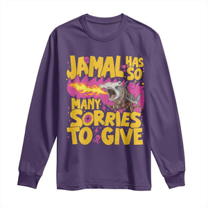 Jamal Has So Many Sorries To Give Long Sleeve Shirt Funny Fire Breathing Hammerhead Shark Gamer