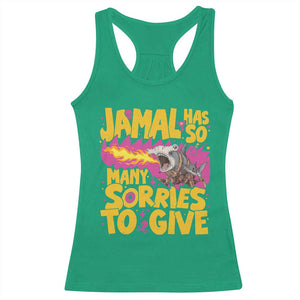 Jamal Has So Many Sorries To Give Racerback Tank Top Funny Fire Breathing Hammerhead Shark Gamer