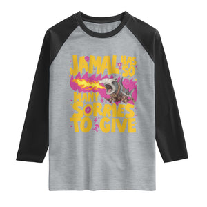 Jamal Has So Many Sorries To Give Raglan Shirt Funny Fire Breathing Hammerhead Shark Gamer