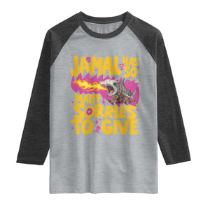 Jamal Has So Many Sorries To Give Raglan Shirt Funny Fire Breathing Hammerhead Shark Gamer