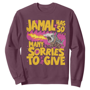 Jamal Has So Many Sorries To Give Sweatshirt Funny Fire Breathing Hammerhead Shark Gamer
