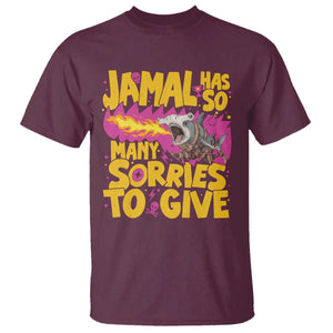 Jamal Has So Many Sorries To Give T Shirt Funny Fire Breathing Hammerhead Shark Gamer