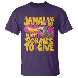 Jamal Has So Many Sorries To Give T Shirt Funny Fire Breathing Hammerhead Shark Gamer