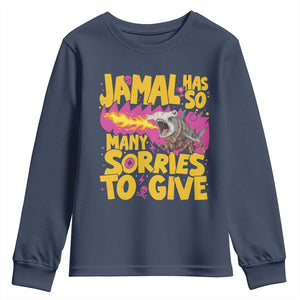 Jamal Has So Many Sorries To Give Youth Sweatshirt Funny Fire Breathing Hammerhead Shark Gamer