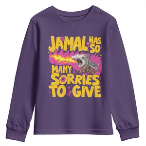 Jamal Has So Many Sorries To Give Youth Sweatshirt Funny Fire Breathing Hammerhead Shark Gamer