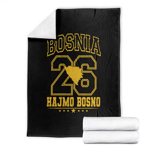 Lets Go Bosnia 2026 Hajmo Bosno Vintage Varsity Sports Style Throw Blanket Bosnia Herzegovina Map Soccer Lover Football Fan