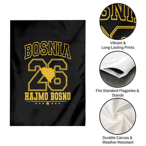 Lets Go Bosnia 2026 Hajmo Bosno Vintage Varsity Sports Style Garden Flag Bosnia Herzegovina Map Soccer Lover Football Fan
