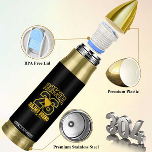 Lets Go Bosnia 2026 Hajmo Bosno Vintage Varsity Sports Style Bullet Tumbler Bosnia Herzegovina Map Soccer Lover Football Fan