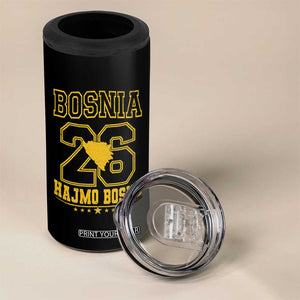 Lets Go Bosnia 2026 Hajmo Bosno Vintage Varsity Sports Style 4 in 1 Can Cooler Tumbler Bosnia Herzegovina Map Soccer Lover Football Fan